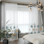 rideau blanc transparent motif feuilles tropicales moderne salon chambre