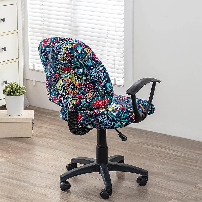 Housse extensible pour chaise de bureau avec motif pastoral détaillé