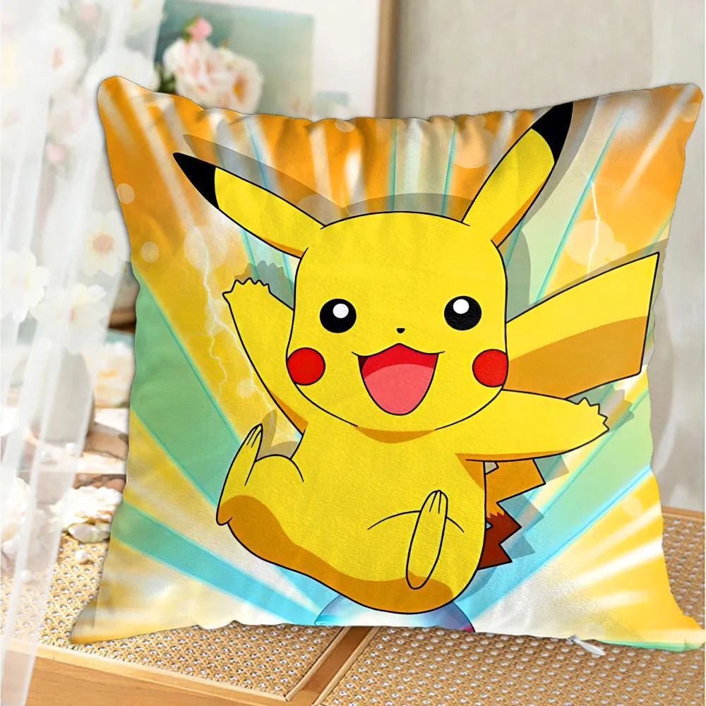 coussin décoratif jaune pikachu coeur rouge cartoon salon lit chaise maison enfant