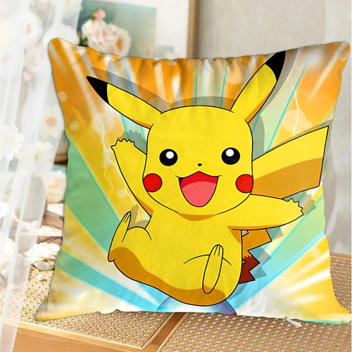 coussin décoratif jaune pikachu coeur rouge cartoon salon lit chaise maison enfant
