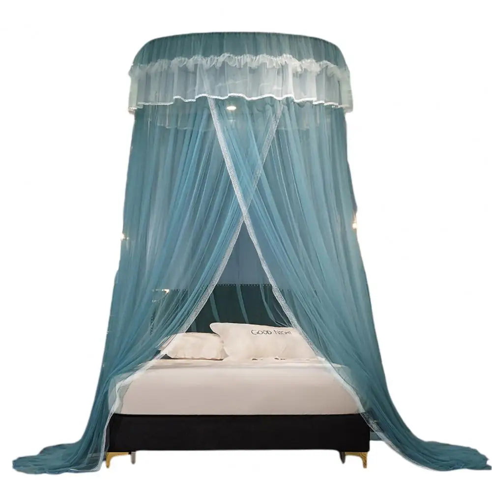 rideau lit enfant unisexe polyester coton rose vert blanc bleu violet translucide franges décoratives