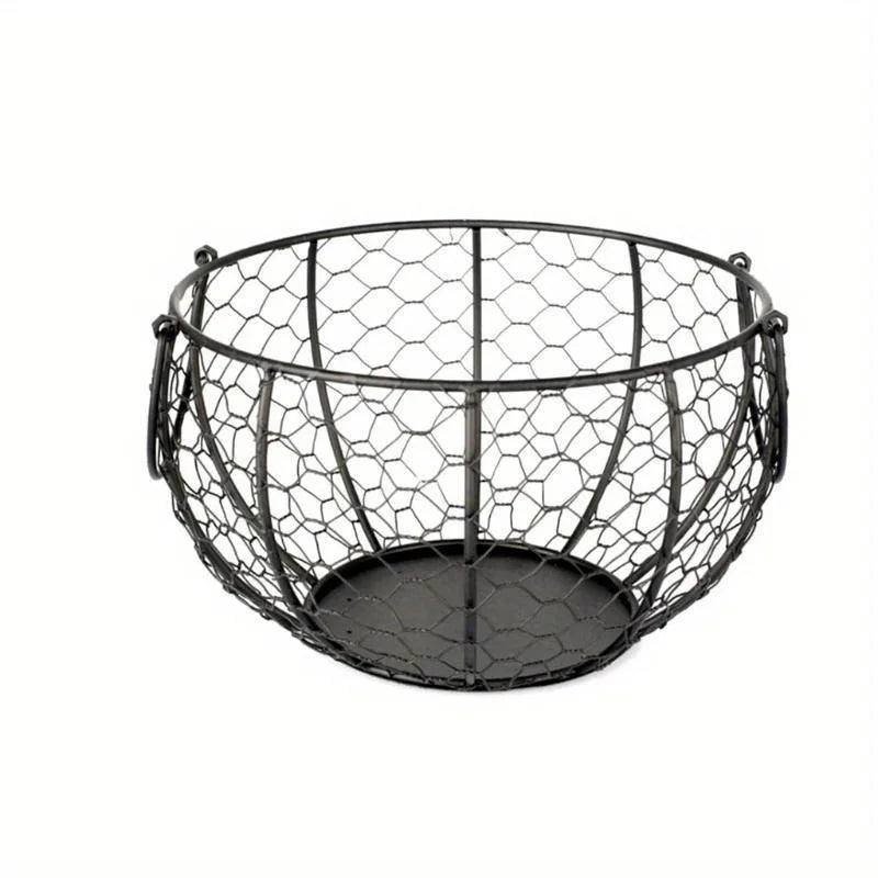 panier rond métal maille hexagonale anses noires rustique rangement cuisine echangable echangement echangement echangement