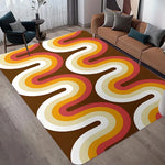tapis moderne orange marron cercles géométriques rétro salon chambre 80x120cm