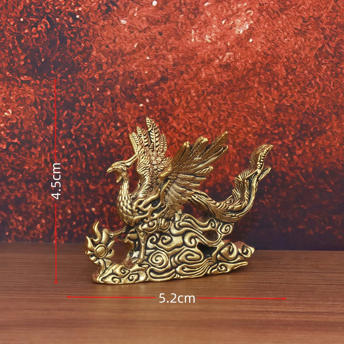 statue dorée phénix relief sculpté oiseau mythique artisanal intérieur salon decoration