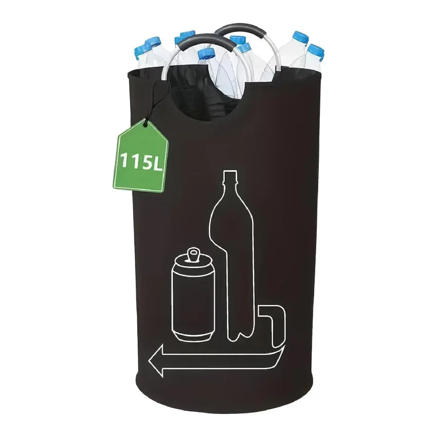 poubelle pliable recyclage bouteilles canettes 115L tissu texturé motif canette moderne minimaliste réutilisable polyester