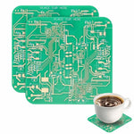 supports tasses modernes circuits imprimés dorés noir orange vert bleu violet moderne technologique