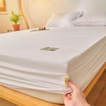 drap housse lit coton blanc uni élastique matelas moderne doux