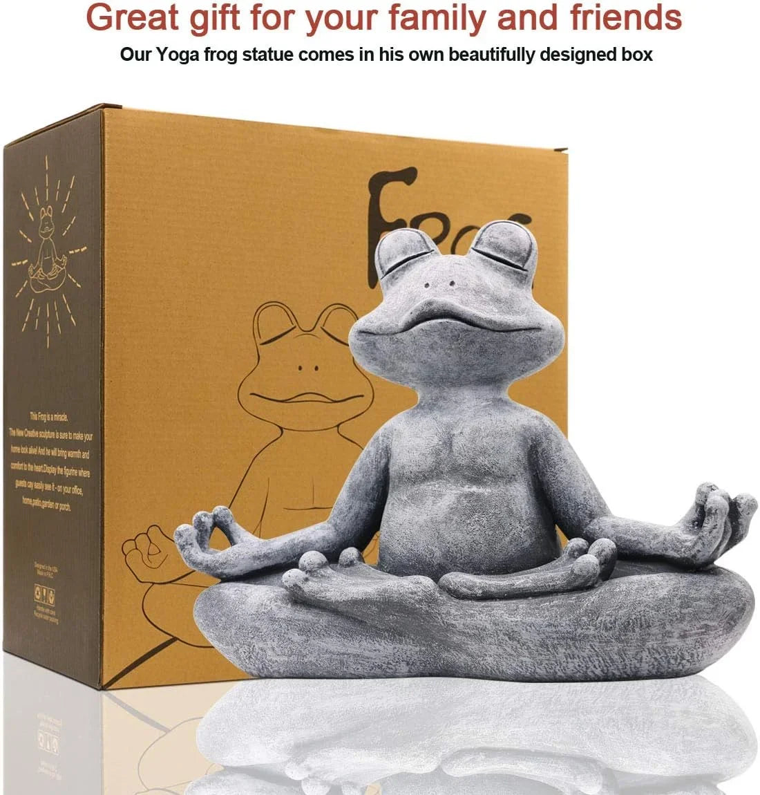 statue grenouille yoga gris pierre naturelle zen decoratif jardin intérieur