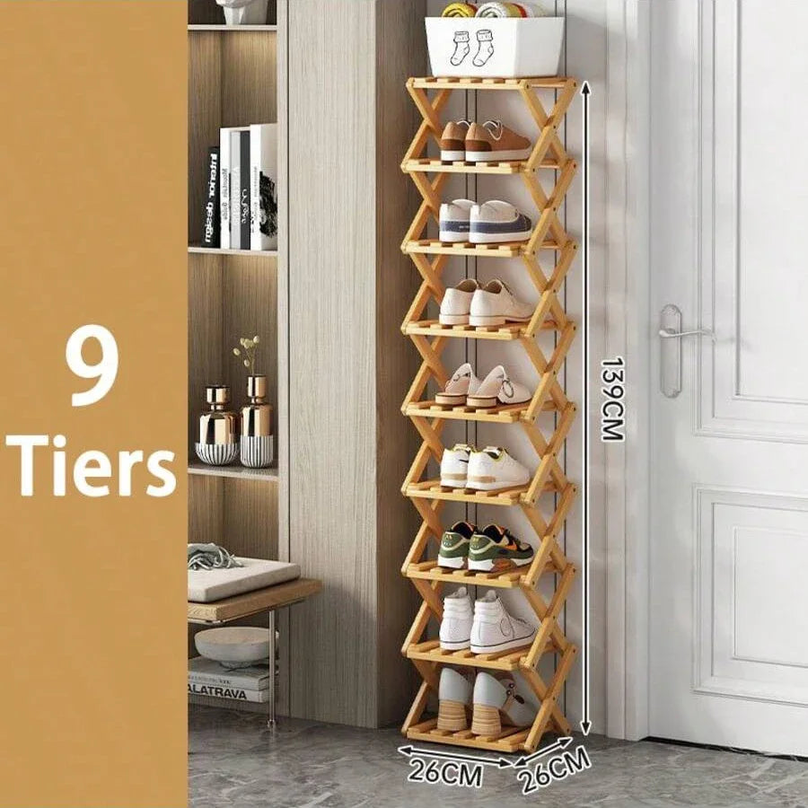 étagère pliante chaussures bois naturel moderne rangement entrée sans installationversible