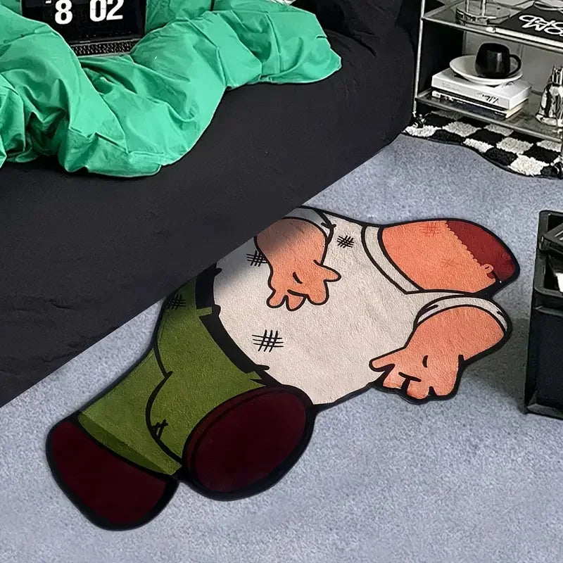 tapis dessin animé antidérapant moderne vert marron beige blanc chambre salon