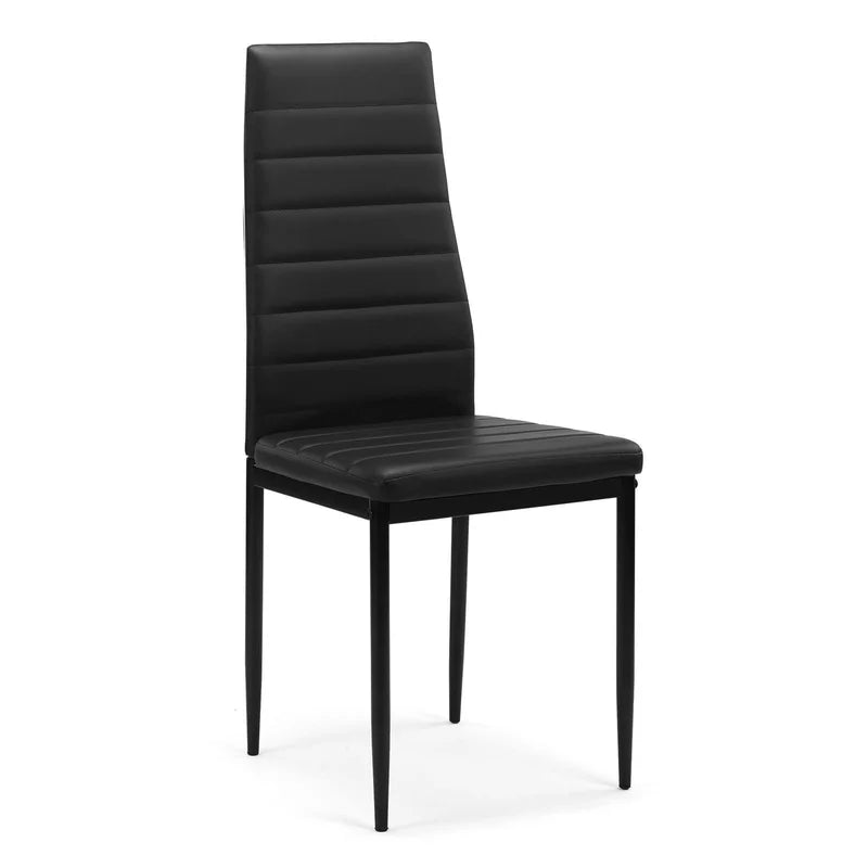 chaises manger cuir synthétique table verre moderne noir gris minimaliste