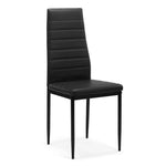 chaises manger cuir synthétique table verre moderne noir gris minimaliste