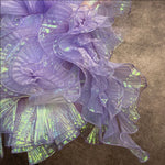 foulard élégant polyester semi transparent vert noir rayures verticales fronces 15cm écologique soluble eau