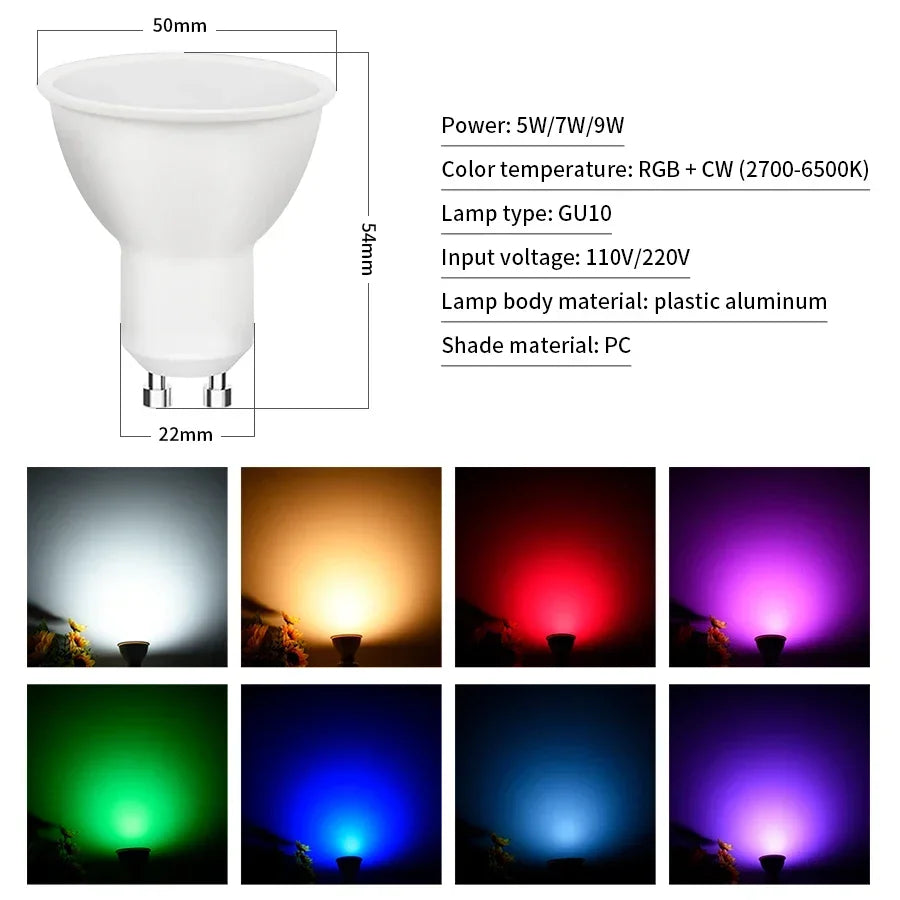ampoule led gu10 120deg blanc moderne app controle alexa google