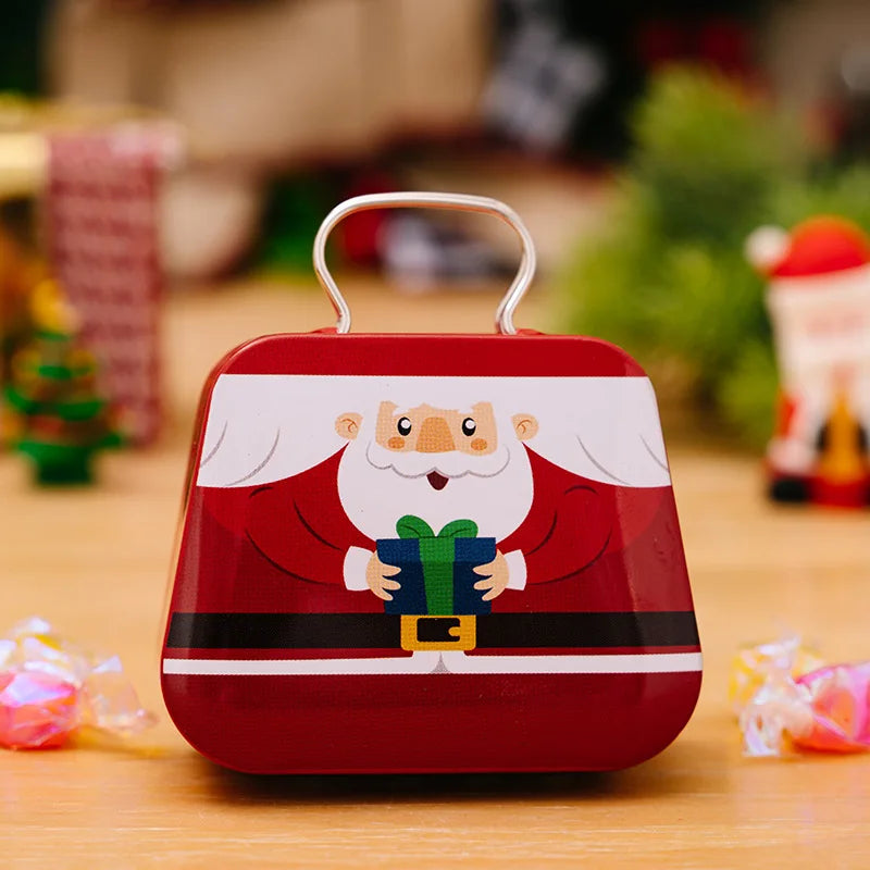 boîtes rangement noël motifs vintage poignées métalliques rouge vert blanc noël santa claus sapins