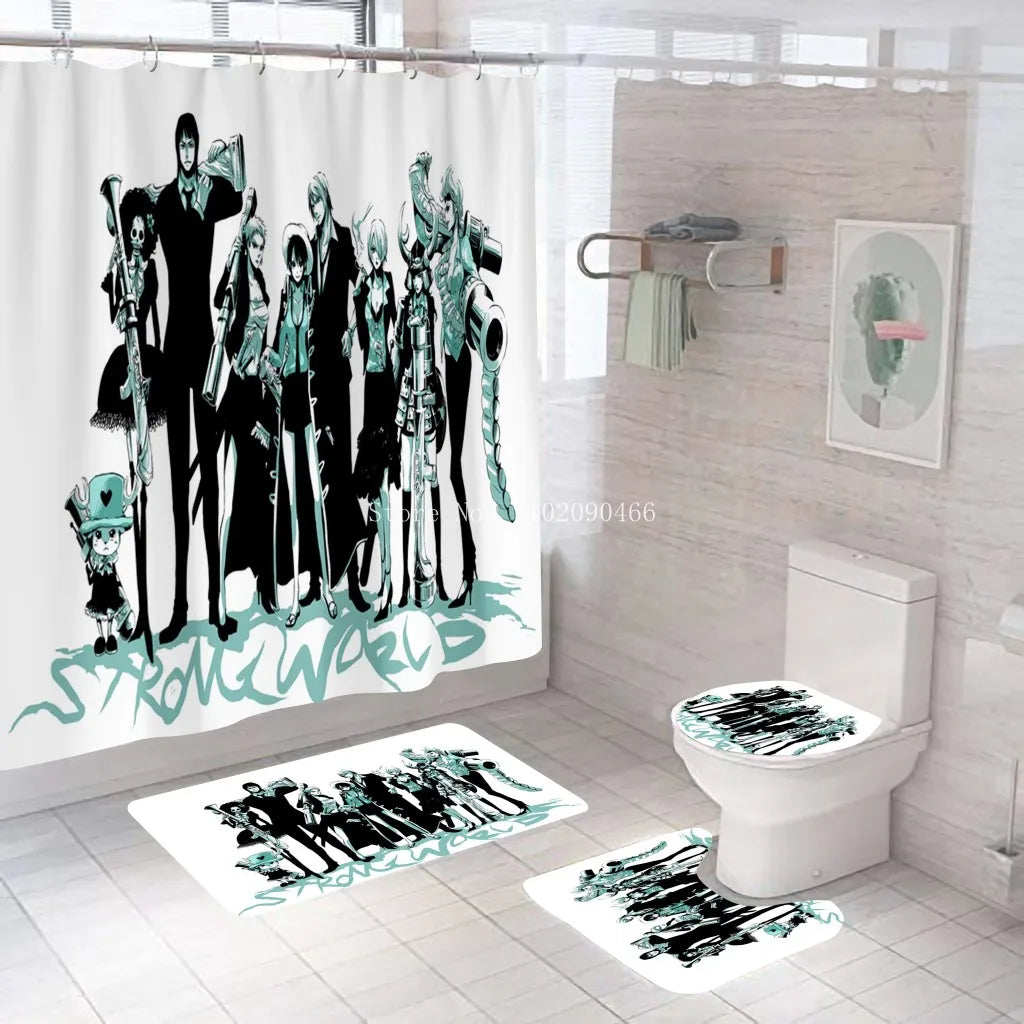 rideau douche tapis bain dragon ball personnages mangas moderne multicolore polyester