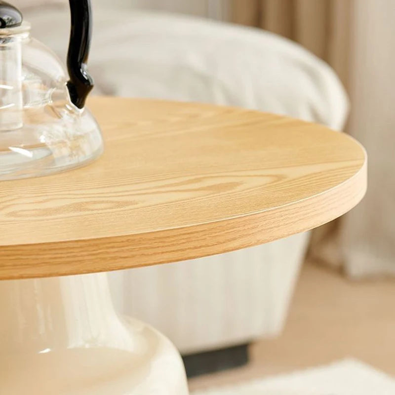 table basse moderne minimaliste bois rond marocain artificial board centralisée