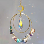 suncatcher ornement boho chic semi précieuses cristal violet blanc doré pendaison
