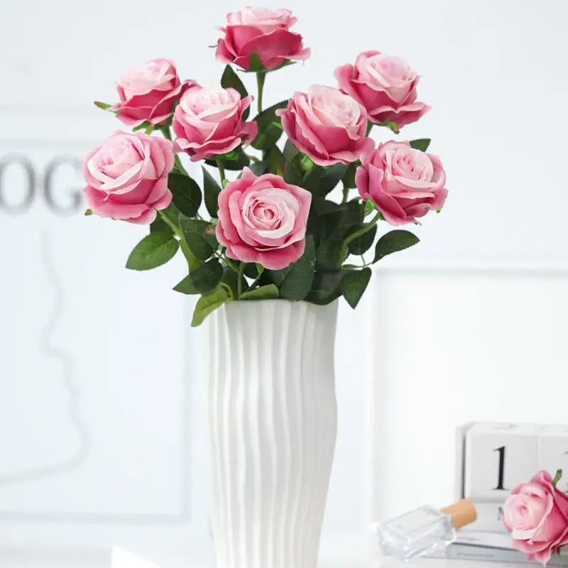 décoration intérieure moderne roses artificielles multicolores brillantes adhésif vase