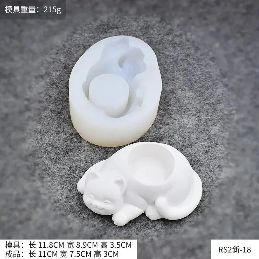 moule silicone forme chat blanc motif réaliste deco diy jardiniere pot fleur