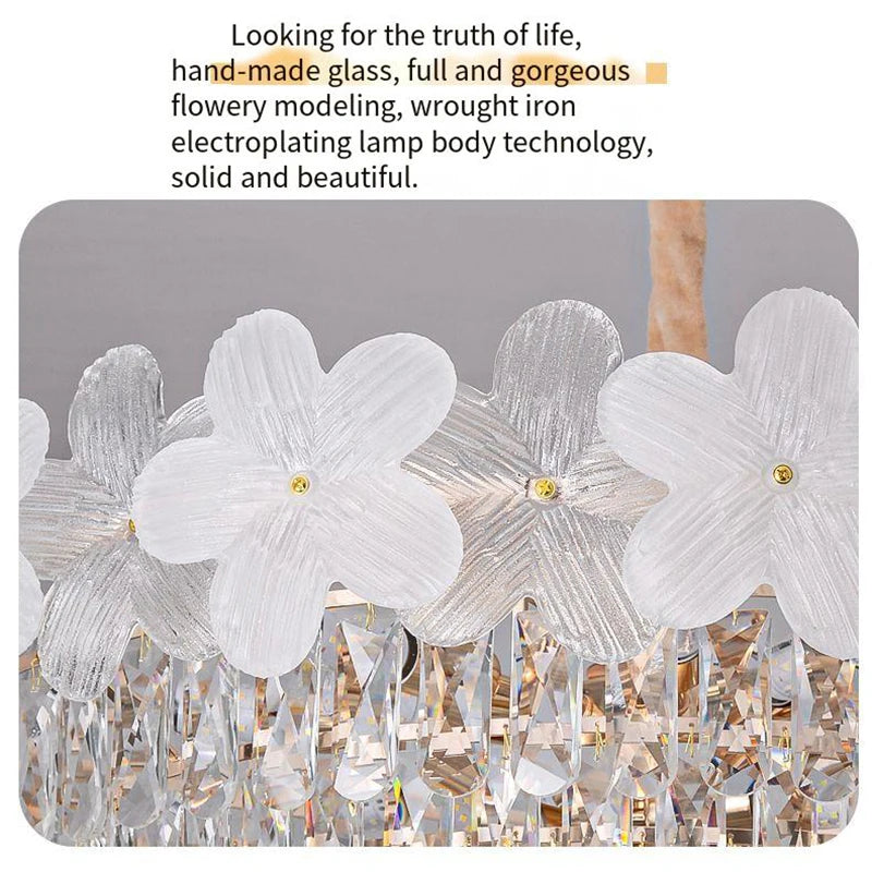 lustre moderne cristal blanc doré fleurs transparentes suspension chambre led 2000 82000lm