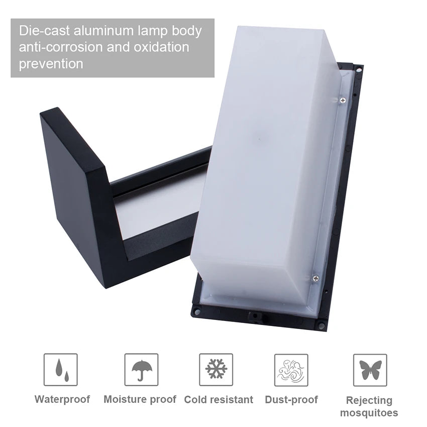 applique murale led moderne noire blanche ip65 vis fixations aluminiumextérieur