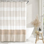 rideau douche polyester bleu clair rayures horizontales plissé moderne opale