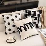 housse coussin polyester géométrique jacquard noir blanc moderne salon décoration