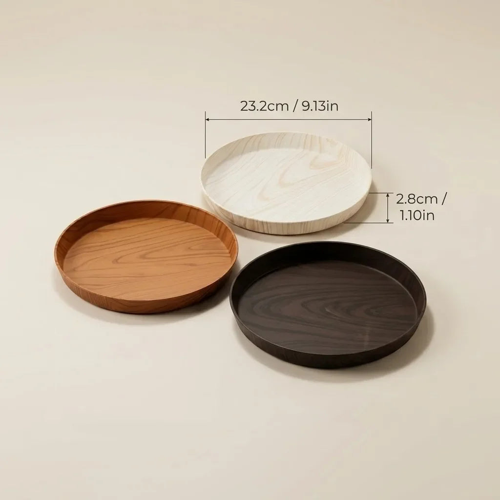 plateau rangement plastique moderne plateau circulaire naturel bol tasse céréales pain minimaliste