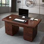 bois massif moderne marron foncé table travail informatique épuré intérieur maison