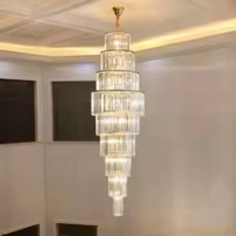 lustre cristal moderne doré suspensions salon élégant lumière chaude grande lampe décorative
