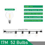guirlande lumineuse transparente vintage 17m 52 ampoules clips étancheextérieur camping fête