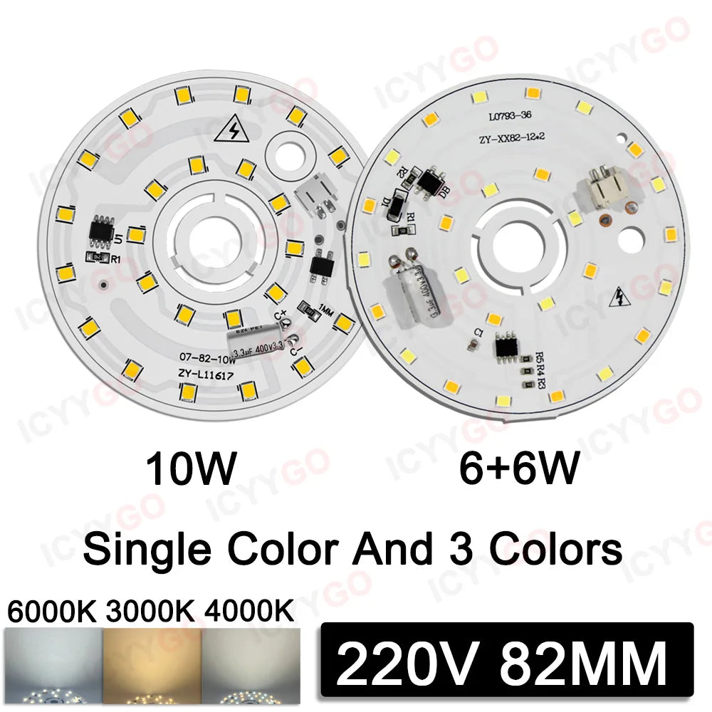 plaque led sans ballast 6w 10w 12w 15w blanc 3000k 4000k 6000k moderne 44mm
