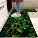 tapis sol moderne feuilles plantes vertes fond noir antidérapant polyester extérieur 40x60cm 50x80cm 40x120cm