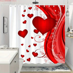rideau douche moderne rouge coeurs blancs anti moisissure facile installer respectueux environnement durable