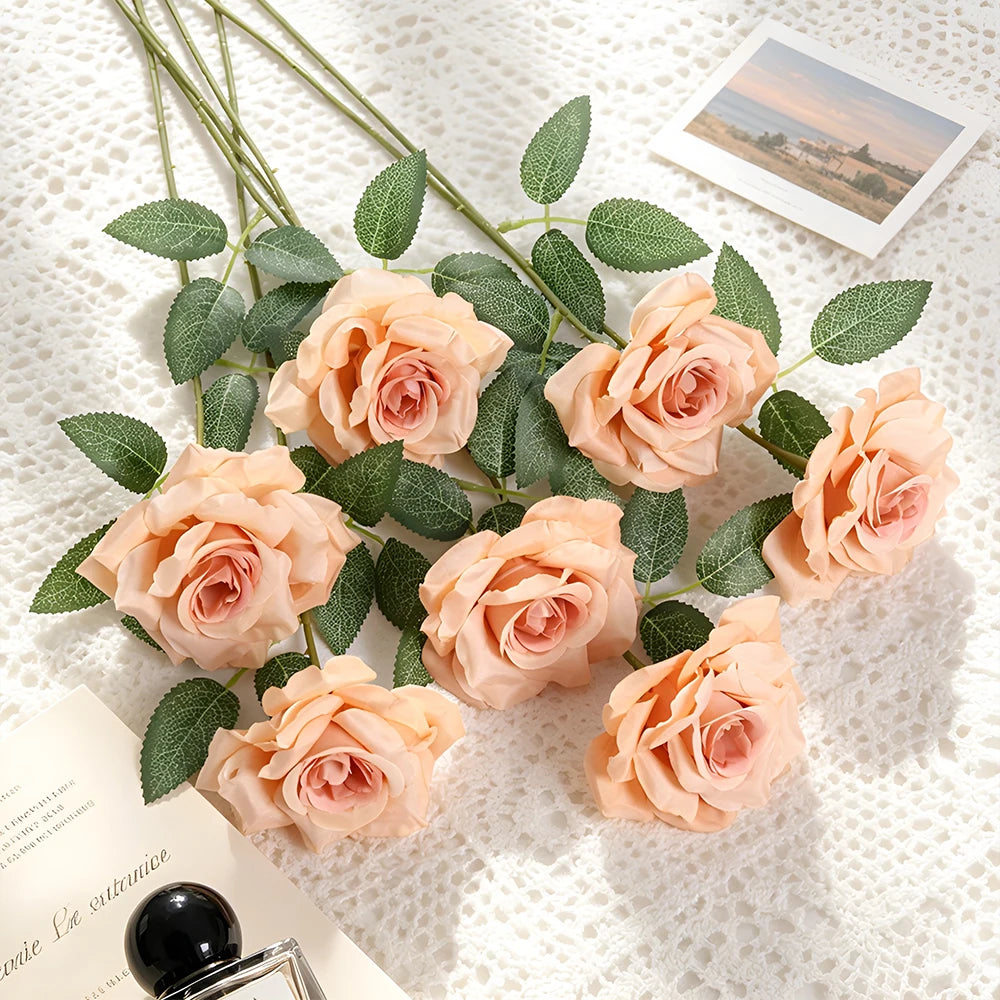bouquet roses artificielles blanches vase cube decoration maison mariage anniversaireintérieur