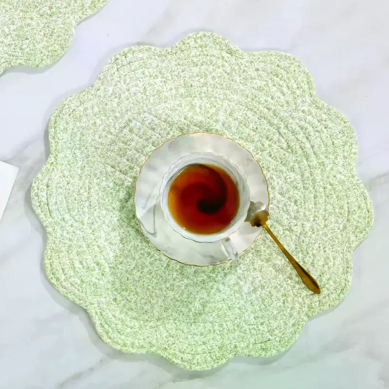 placemat quilté coton moderne blanc vert bleu rose gris marron