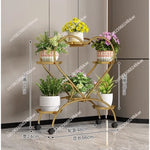 présentoir fleurs moderne blanc doré géométrique 102cm hauteur 65cm largeur