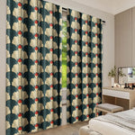 rideaux art deco motifs plumes vert foncé beige rouge opaques 100 polyester pièces