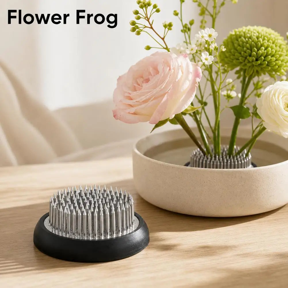 support floral argent noir moderne adhésif pointu rond fixe arrangement vase
