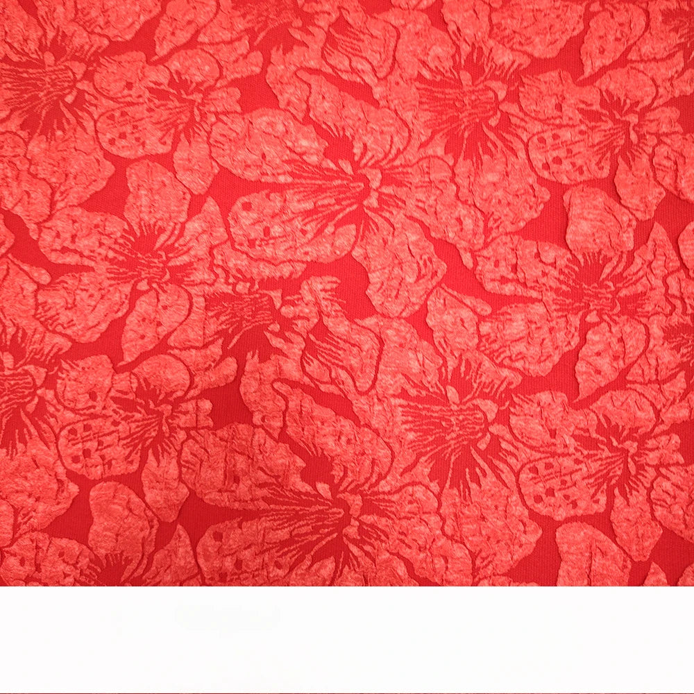 tissu polyester brocart fleurs relief rose clair beige gris rouge jaune doré opacité Jacquard