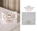 draps coton brodés couronne élégants oreillers couette literie chambre blanc motifs floraux