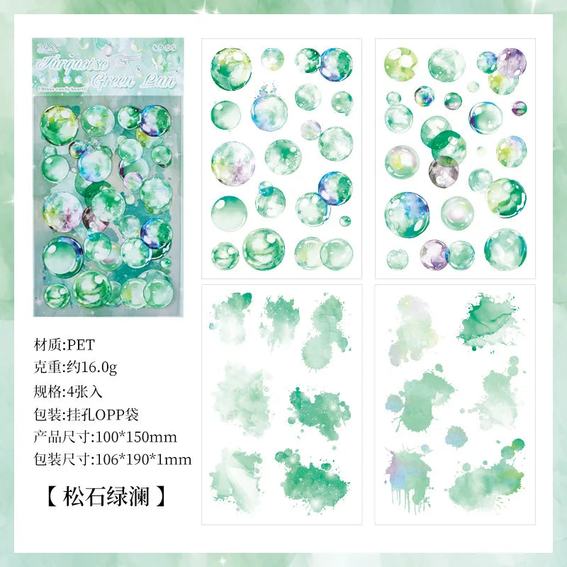 sticker bulle marbré moderne vert bleu rose orange jaune blanc décoratif adhésif transparent portables