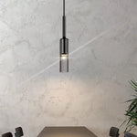 Suspension lumineuse moderne verre transparent noir gris argenté chambre salon