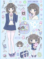 stickers kawaii personnages mignons chats coeurs papillons panda floral rose gris blanc bleu vert