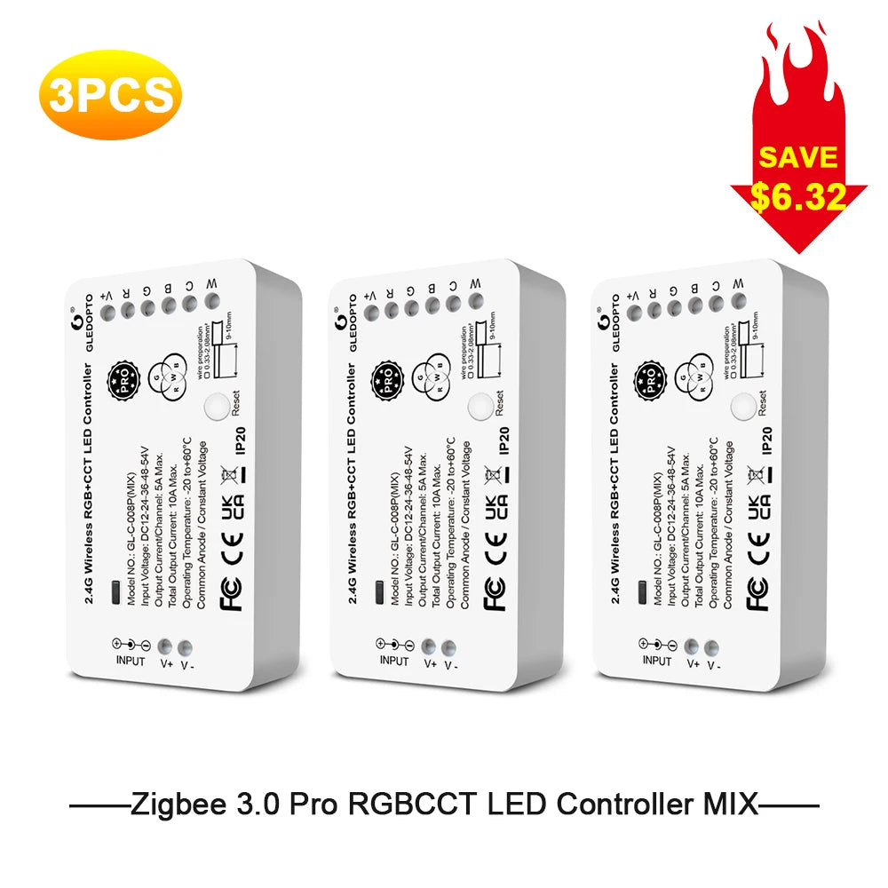 contrôleur led zigbee 30m app voix blanc moderne abs 270w 12v24v