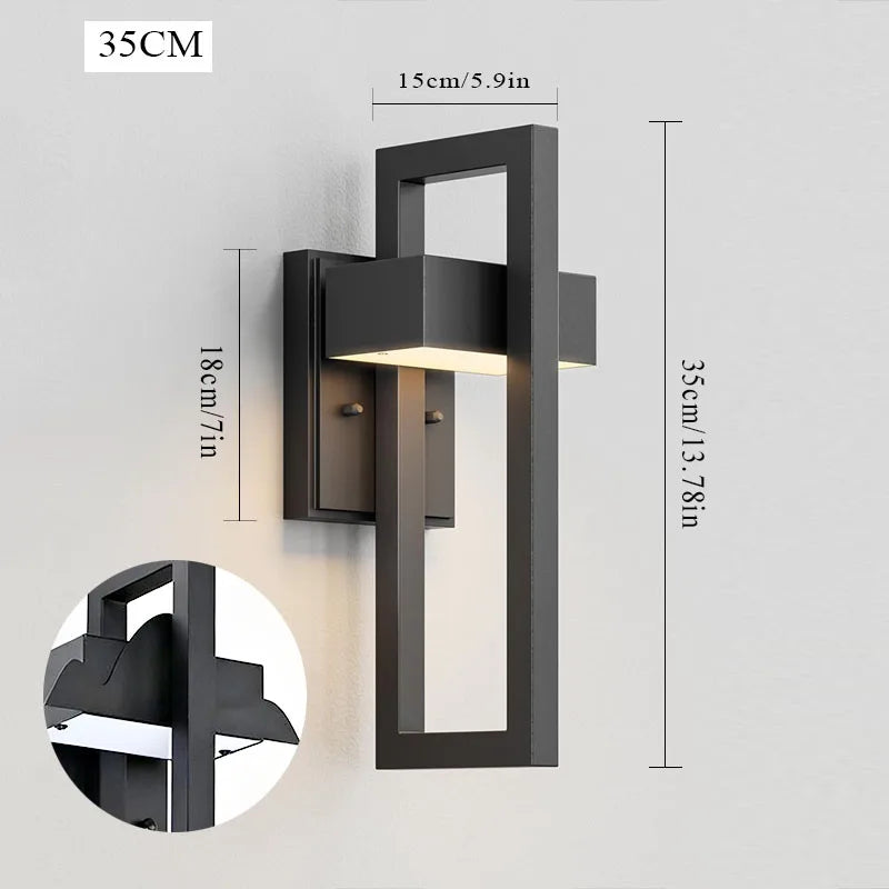 lampe murale moderne led noire éclairage extérieur 35cm ip65 249lm 265v