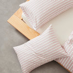 taies d'oreiller coton rayées 48x74cm blanc gris rose bleu minimaliste respectueux environnement maison lit