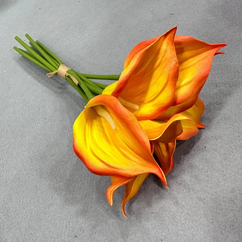 Bouquet fleurs artificielles calla blanc rose orange jaune rouge décoration intérieure moderne fête maison