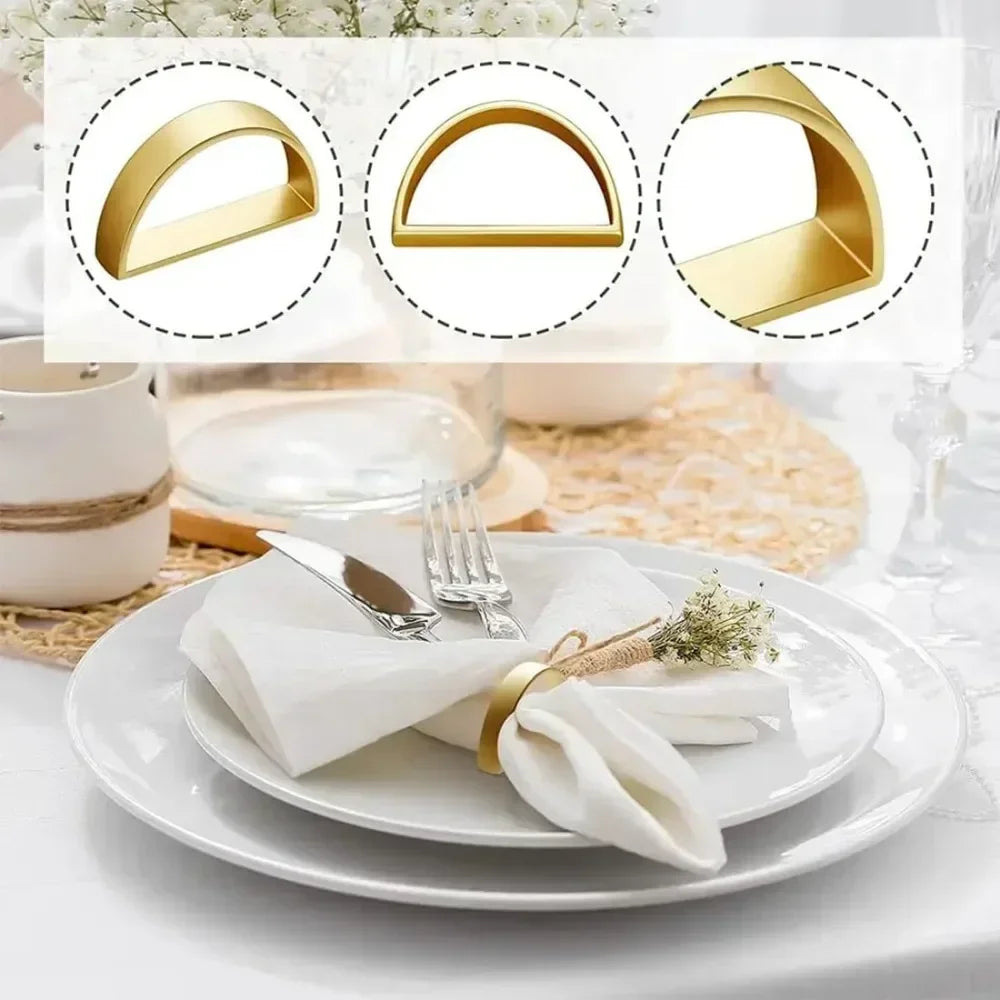 anneaux serviettes moderne doré lisse respectueux environnement set adhésif fourchette cuillère table